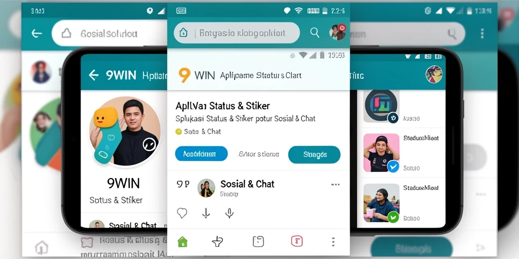 Antarmuka 9WIN menampilkan berbagai stiker kreatif untuk status sosial.