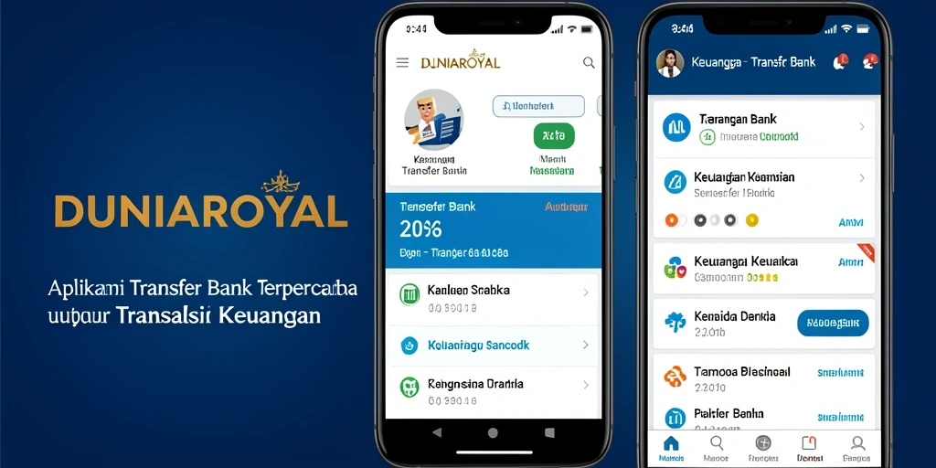 Antarmuka DUNIAROYAL yang sederhana dan intuitif untuk transfer bank.