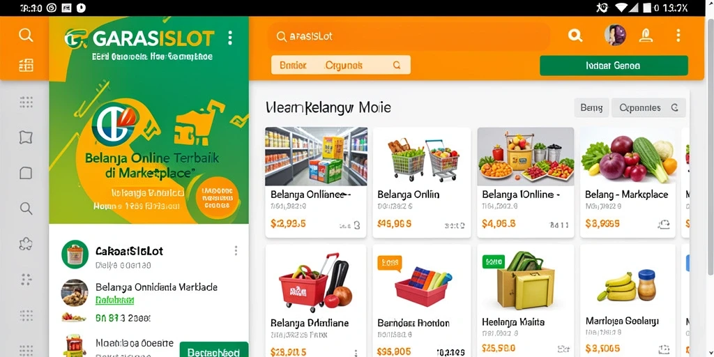Tampilan antarmuka aplikasi GARASISLOT untuk belanja online.