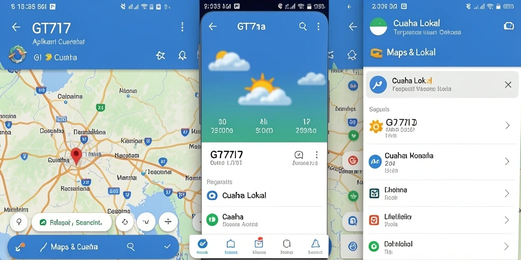Antarmuka GT777 yang menampilkan informasi cuaca lokal dengan jelas.
