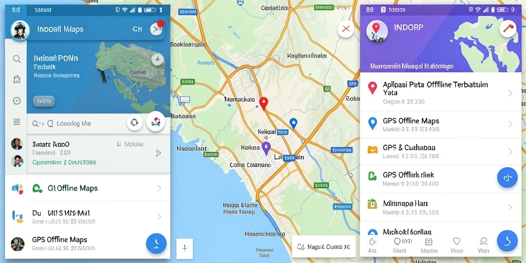 Tampilan antarmuka aplikasi GPS Offline Maps INDORP yang intuitif dan informatif.