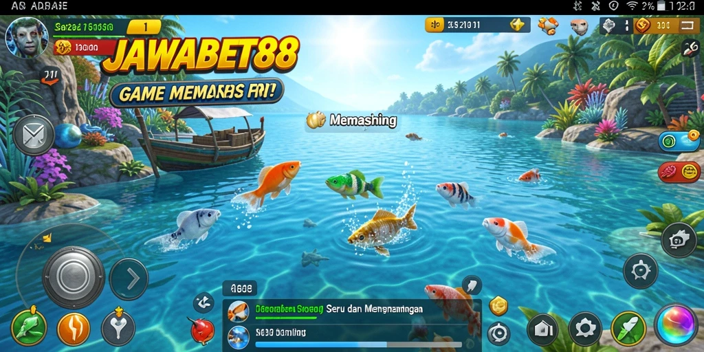 Tampilan antarmuka JAWABET88 dengan aksi memancing yang seru.