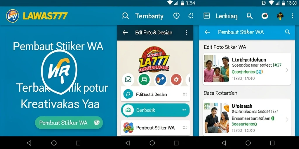 Antarmuka aplikasi LAWAS777 untuk pembuatan stiker unik.