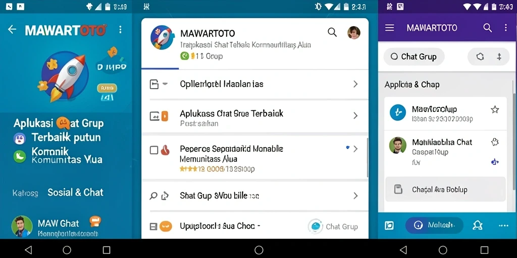 Antarmuka aplikasi Chat Grup MAWARTOTO yang menarik dan fungsional.