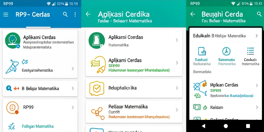 Tampilan antarmuka interaktif aplikasi Belajar Matematika RP99.