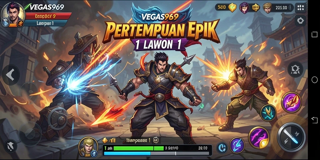 Tampilan antarmuka <strong>VEGAS969</strong> dalam pertempuran 1 lawan 1.