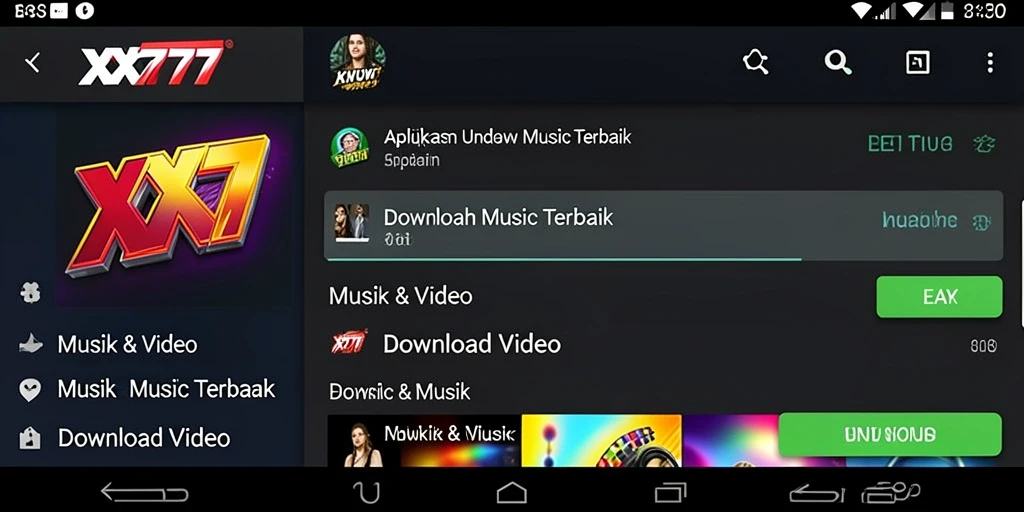Antarmuka sederhana dan intuitif aplikasi Download Musik.