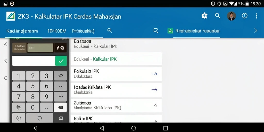 Antarmuka ZK3 yang simpel dan informatif untuk perhitungan IPK.