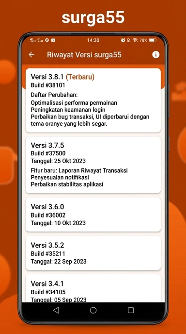 Riwayat Versi Aplikasi surga55 untuk Pengguna Android